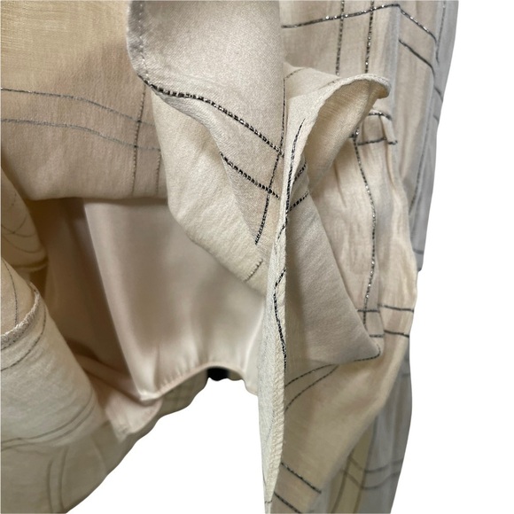 Revolve Parker Sienna Dress Cream Metallic Ruffle Hem Size XS - Picture 6 of 11